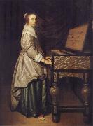 Hendrick Martensz Sorgh Girl at a virginal oil painting on canvas